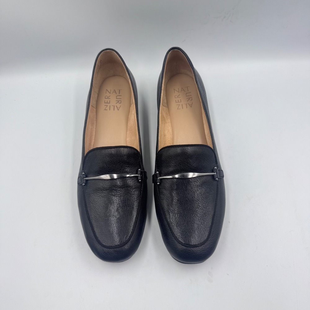 Naturalizer Emiline-L Black Pebbled Leather Bit Loafers Womens 7.5 M Flats